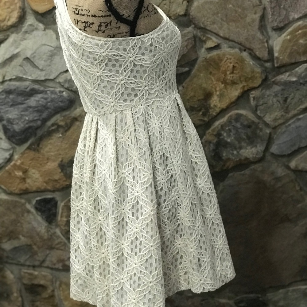 RACHEL Rachel Roy two-tone lace cream dress 2 womens - Picture 6 of 8